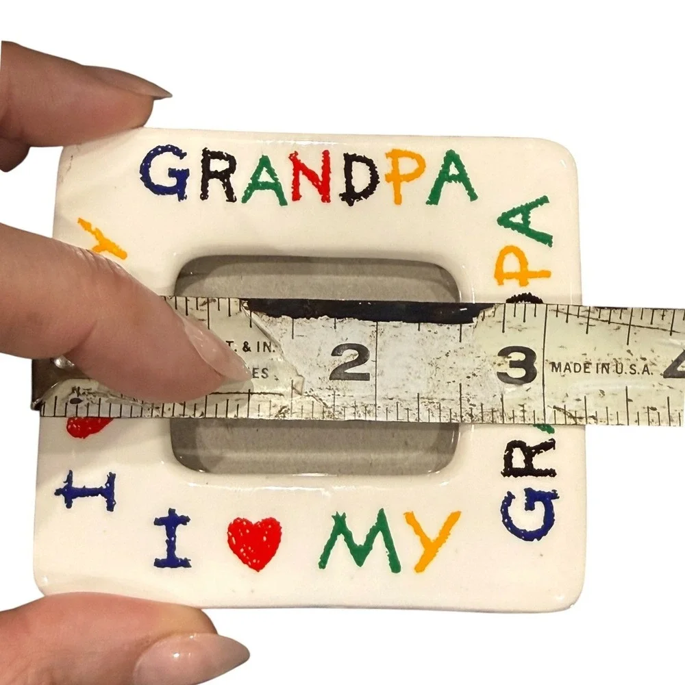 Vintage I Love My Grandma Grandpa Ceramic Magnet Picture Frames Set Pair Taiwan